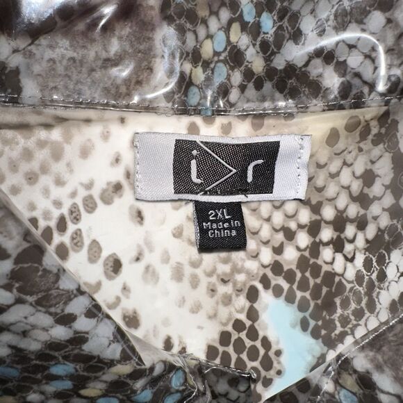 i r Plastic Polyurethane Cropped Jacket Plus Size 2XL Sheer Reptile Animal Print - Picture 3 of 11